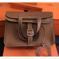 Hermes Halzan Togo Calfskin Leather Bag Brown