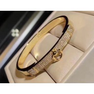 Hermes Collier de Chien Bracelet with Diamonds Gold