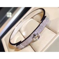 Hermes Collier de Chien Bracelet with Diamonds Silver