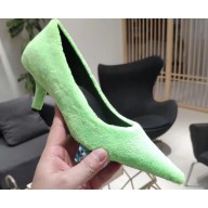 Balenciaga Heel 4cm Pile Fabric Pumps Green 2019