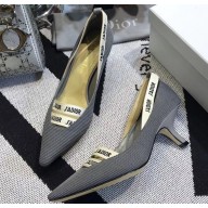 Dior Heel 6.5cm J'Adior and Double Ribbon Pumps Technical Canvas Gray 2019