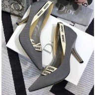 Dior Heel 9.5cm J'Adior and Double Ribbon Pumps Technical Canvas Gray 2019