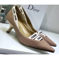 Dior Heel 6.5cm J'Adior and Double Ribbon Pumps Technical Canvas Nude 2019