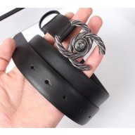Chanel Width 3cm Braided CC Logo Buckle Leather Belt Black