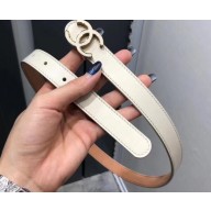 Chanel Width 2cm CC Logo Buckle Leather Belt White