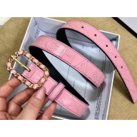 Chanel Width 2.5cm Chain Buckle Quilting Leather Belt Pink