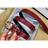 Chanel Width 2.5cm Chain Buckle Quilting Leather Belt Burgundy