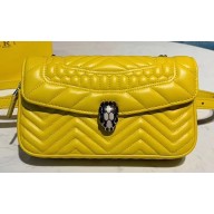 Bvlgari Serpenti Forever Belt Bag in Quilted Chevron Leather Yellow 2019