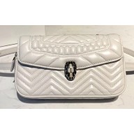 Bvlgari Serpenti Forever Belt Bag in Quilted Chevron Leather White 2019