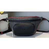 Fendi FF Logo Fabric Small Belt Bag Black/Red Piping 2019