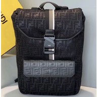 Fendi Mesh Fabric FF Motif Wide-design Backpack Bag Black 2019