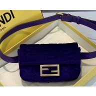 Fendi Velvet Embossed FF Motif Baguette Belt Bag Purple 2019