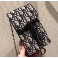 Dior Saddle Mini Phone Bag In Oblique Canvas Blue 2019