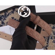 Gucci Width 2.5cm Signature Leather Belt Nude with Interlocking G Buckle