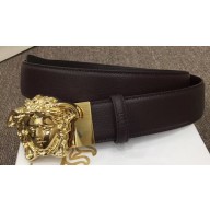 Versace Width 4cm Palazzo Belt Coffee With Medusa Buckle