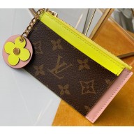 Louis Vuitton Flower Monogram Canvas Zipped Card Holder M67494 Yellow 2019