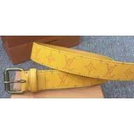 Louis Vuitton Width 3.5cm Monogram Denim Signature Belt Yellow 2019