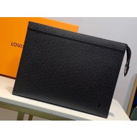 Louis Vuitton Pochette Voyage MM Bag Taiga Leather M30547 Black