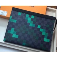 Louis Vuitton Pochette Voyage MM Bag Damier Graphite Canvas Pixel N60176 Green