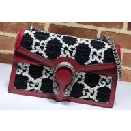 Gucci Dionysus GG Tweed Small Shoulder Bag 400249 Black/White 2019