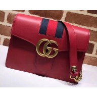 Gucci Web GG Marmont Leather Shoulder Bag 476468 Red