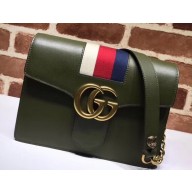 Gucci Web GG Marmont Leather Shoulder Bag 476468 Army Green