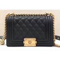 Chanel Calfskin and Gold-Tone Metal Small Boy Flap Bag Black 2019