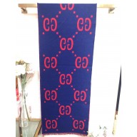 Gucci GG Jacquard Wool Scarf 495592 192x37cm Blue/Red