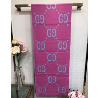 Gucci GG Jacquard Wool Scarf 495592 192x37cm Pink/Gray