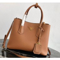 Prada Grained Leather Double Medium Tote Bag 1BG775/1BG008 Khaki