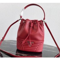 Prada Leather Bucket Bag 1BH038 Red