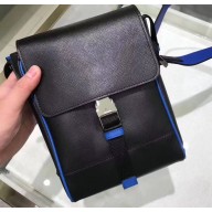 Prada Saffiano Leather Shoulder Bag 2VD019 Black/Blue 2019