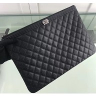 Chanel Boy Pouch Clutch Large Bag A84407 Caviar Leather Black/Silver