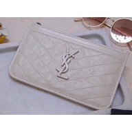 Saint Laurent Niki Bill Pouch Bag in Crinkled Vintage Leather 583577 Creamy