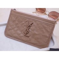 Saint Laurent Niki Bill Pouch Bag in Crinkled Vintage Leather 583577 Dark Beige