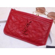 Saint Laurent Niki Bill Pouch Bag in Crinkled Vintage Leather 583577 Red