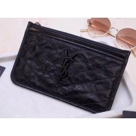 Saint Laurent Niki Bill Pouch Bag in Crinkled Vintage Leather 583577 Black
