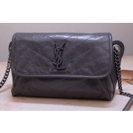Saint Laurent Niki Body Bag in Crinkled Vintage Leather 577124 Gray