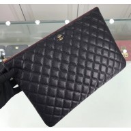 Chanel Classic Pouch Clutch Large Bag A82552 Caviar Leather Black/Gold