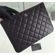 Chanel Classic Pouch Clutch Small Bag A82545 Caviar Leather Black/Silver
