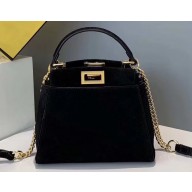 Fendi Suede Peekaboo Iconic XS Mini Bag Black