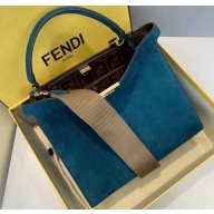 Fendi Suede Peekaboo X-Lite Medium Bag Blue