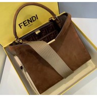Fendi Suede Peekaboo X-Lite Medium Bag Brown
