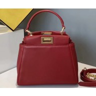 Fendi Leather Peekaboo Iconic XS Mini Bag Red