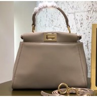 Fendi Leather Peekaboo Iconic Mini Bag Light Gray