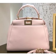 Fendi Leather Peekaboo Iconic Mini Bag Light Pink