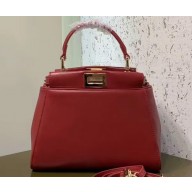 Fendi Leather Peekaboo Iconic Mini Bag Red