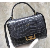 Givenchy Mini Eden Bag in Crocodile-effect Leather Gray 2019