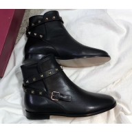 Valentino Leather Rockstud Ankle Boots Black