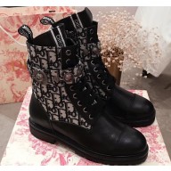 Dior J'adior Lace-up Ankle Boots Black/Oblique with Belt 2019